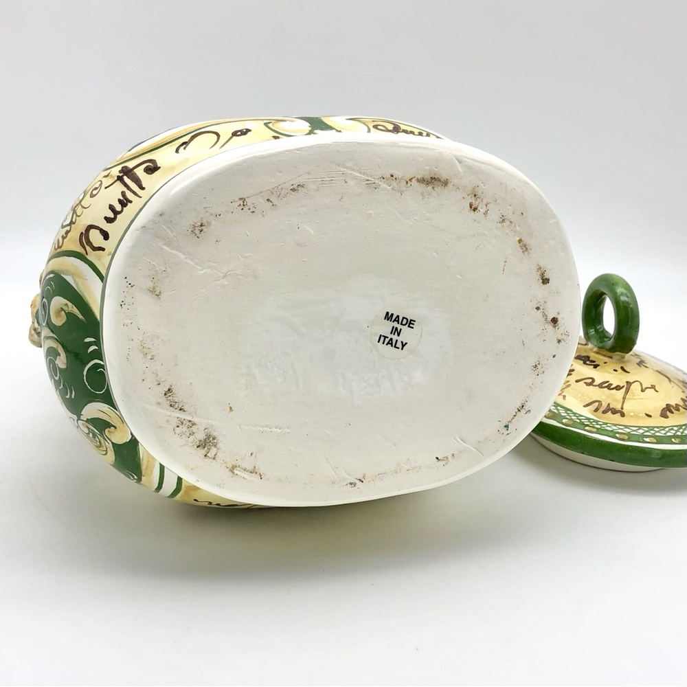 Italian Pottery Sugar Canister Zucchero With Lid Hand Painted Butterfly - Picture 12 of 13